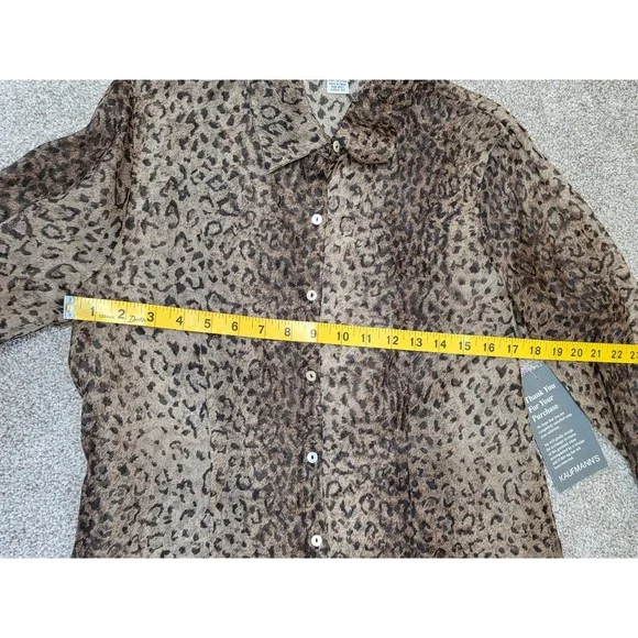 Robbie Bee Vintage 100% Silk Leopard Print Button with tags Shirt Size 6 283 - Picture 4 of 6